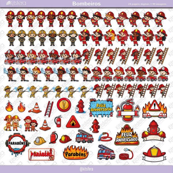 Kit de Papel Digital Bombeiros