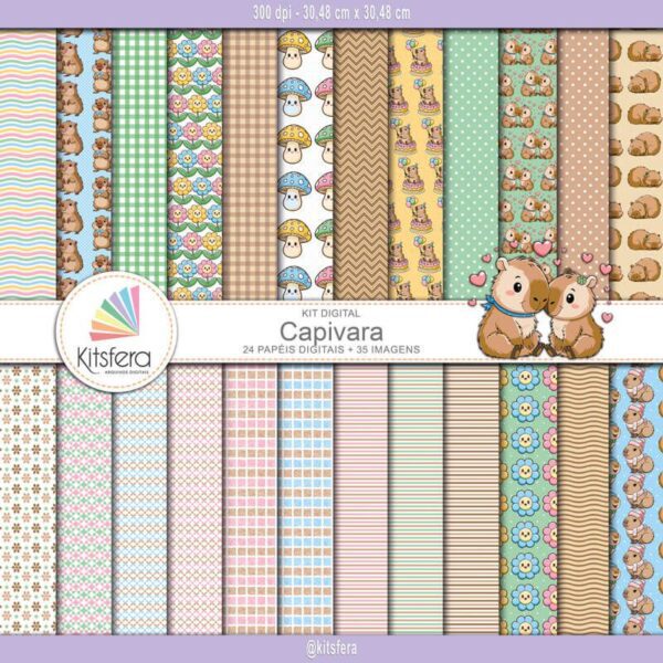Kit de Papel Digital Capivara