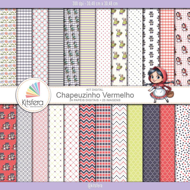 Kit de Papel Digital Chapeuzinho Vermelho