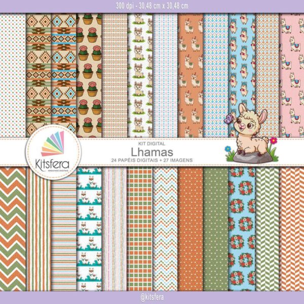 Kit de Papel Digital Lhamas