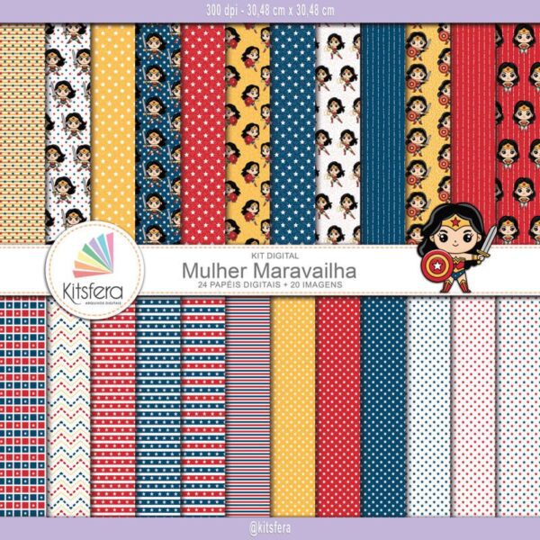 Kit de Papel Digital Mulher Maravilha