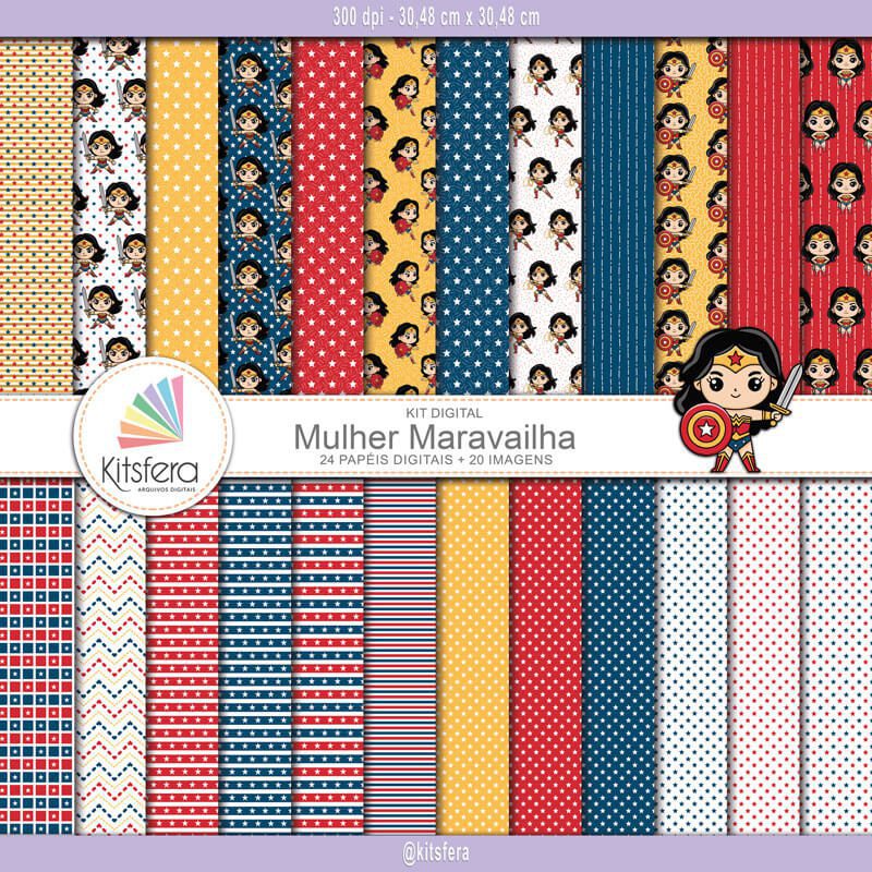 Kit de Papel Digital Mulher Maravilha