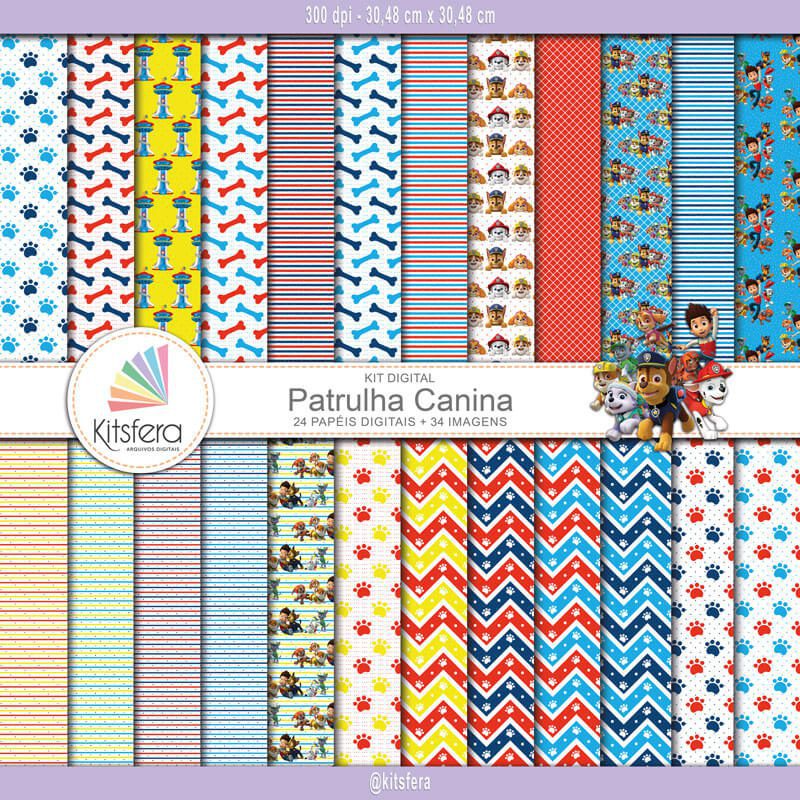 Kit de Papel Digital Patrulha Canina
