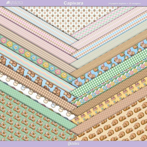 Kit de Papel Digital Capivara