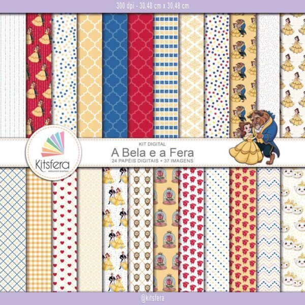 Kit de Papel Digital A Bela e a Fera