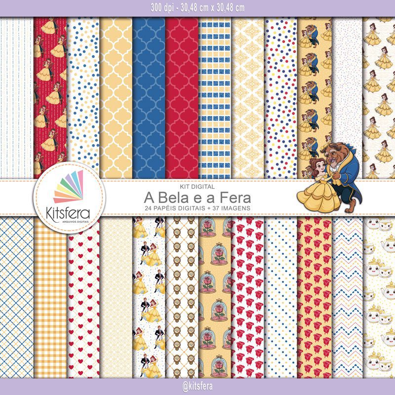 Kit de Papel Digital A Bela e a Fera