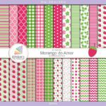 Kit de Papel Digital Morango do Amor