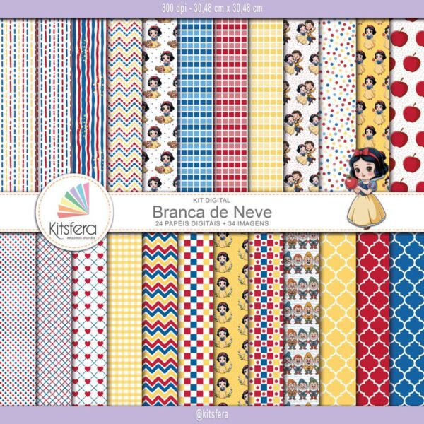 Kit de Papel Digital Branca de Neve