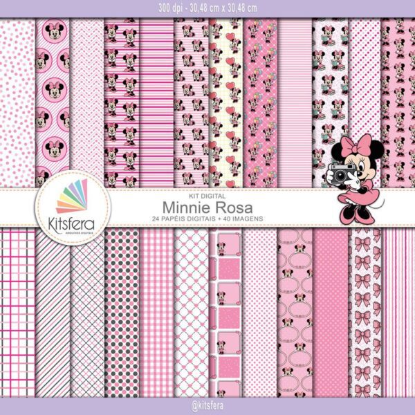 Kit de Papel Digital Minnie Rosa
