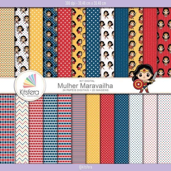 Kit de Papel Digital Mulher Maravilha