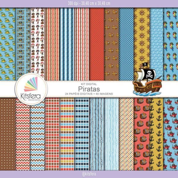 Kit de Papel Digital Piratas
