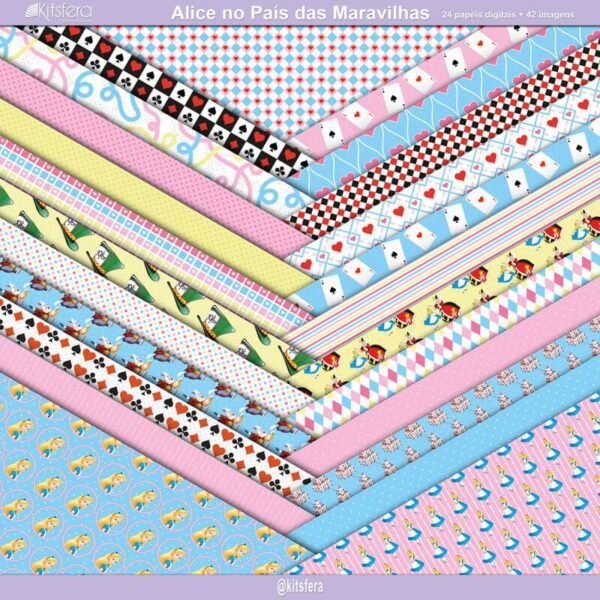 Kit de Papel Digital Alice no País das Maravilhas