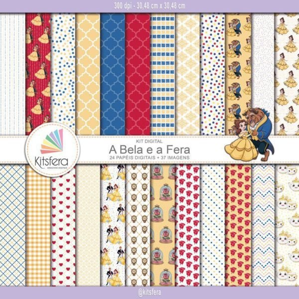Kit de Papel Digital A Bela e a Fera