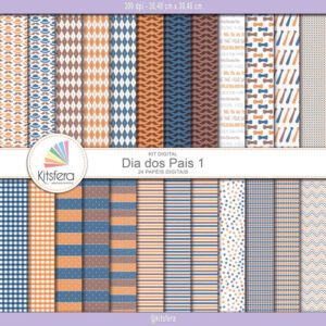 Papel Digital Dia dos Pais Laranja e Marrom