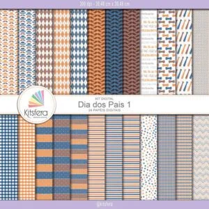 Papel Digital Dia dos Pais Laranja e Marrom