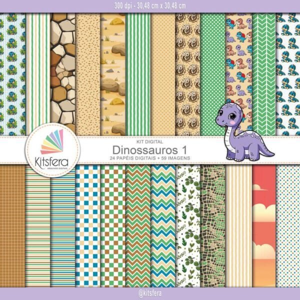 Kit de Papel Digital Dinossauros 1