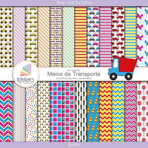 Kit de Papel Digital Meios de Transporte