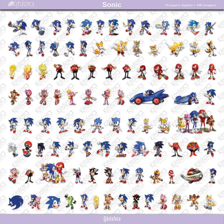 Kit de Papel Digital Sonic | 24 papéis e 100 imagens