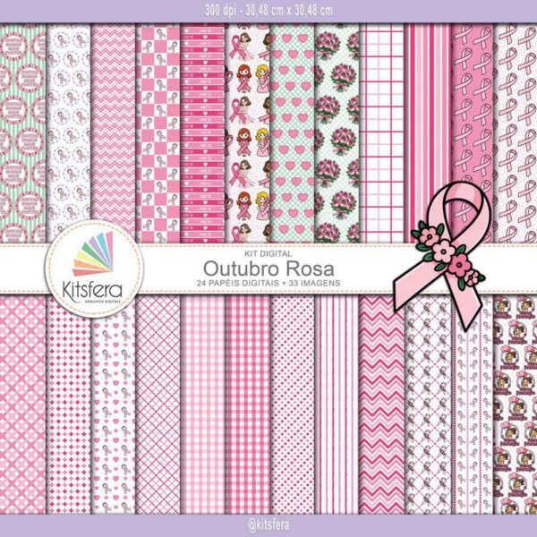 Kit de Papel Digital Outubro Rosa
