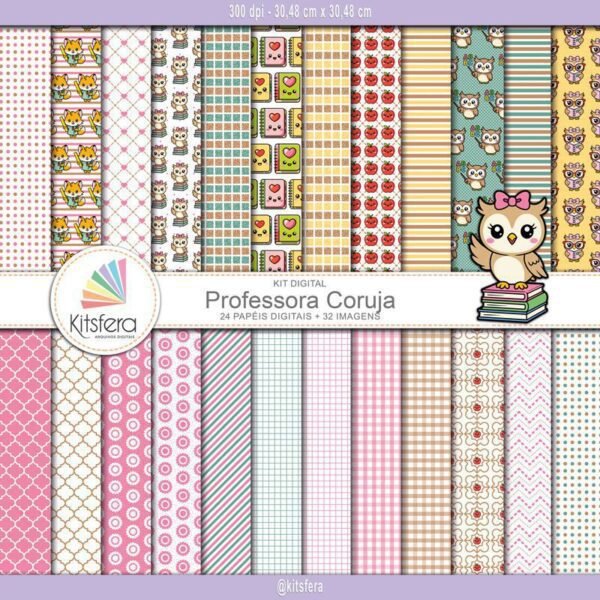 Kit de Papel Digital Professora Coruja