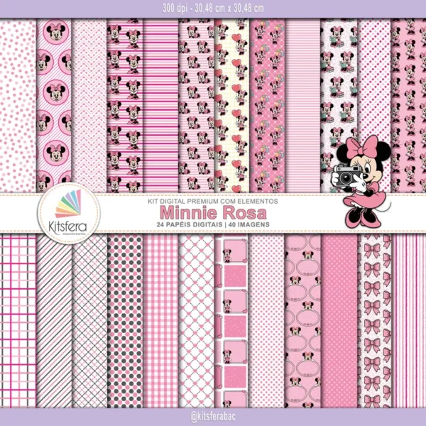 Kit Digital Minnie Rosa Premium (Cliparts + Papéis)