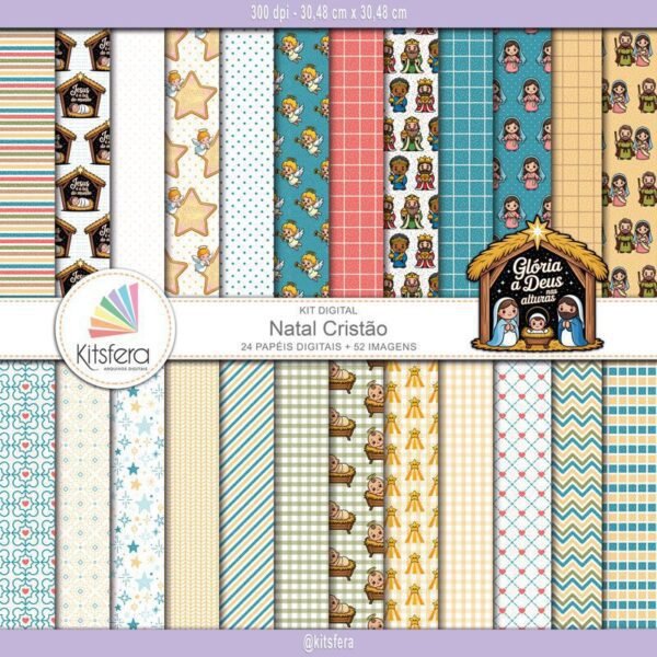 Kit de Papel Digital Natal Cristão
