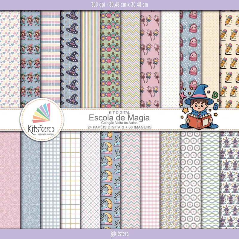 Kit de Papel Digital Escola da Magia - volta as aulas