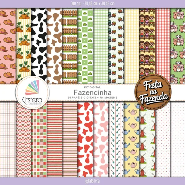 Kit de Papel Digital Fazendinha