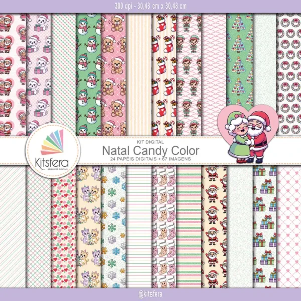 Kit de Papel Digital Natal Candy Color
