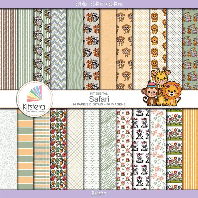 Kit de Papel Digital Safari