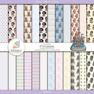 Kit de Papel Digital Princesas - Volta às Aulas