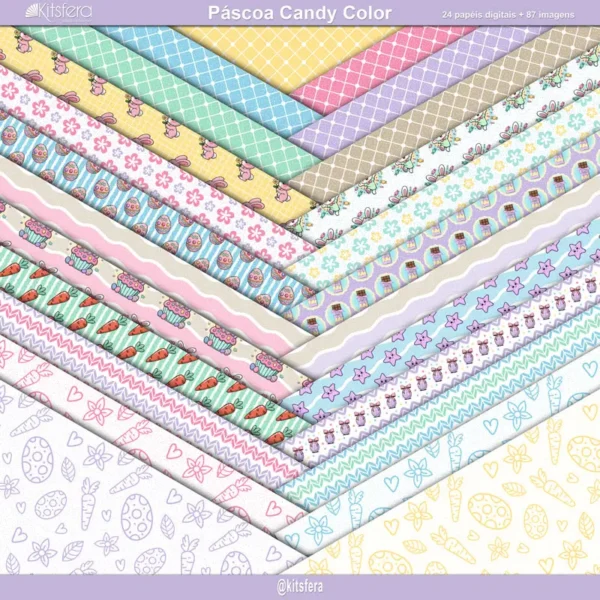 Kit Papel Digital Páscoa Candy Color