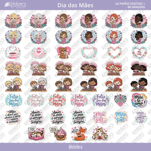Kit de Papel Digital Dia das Mães