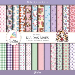 Kit de Papel Digital Dia das Mães Fofo