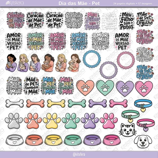 Papel Digital Dia das Mães Pet (Cachorros e Gatinhos)
