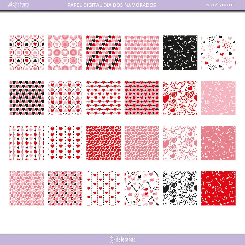 Papel Digital Dia dos Namorados - Corações
