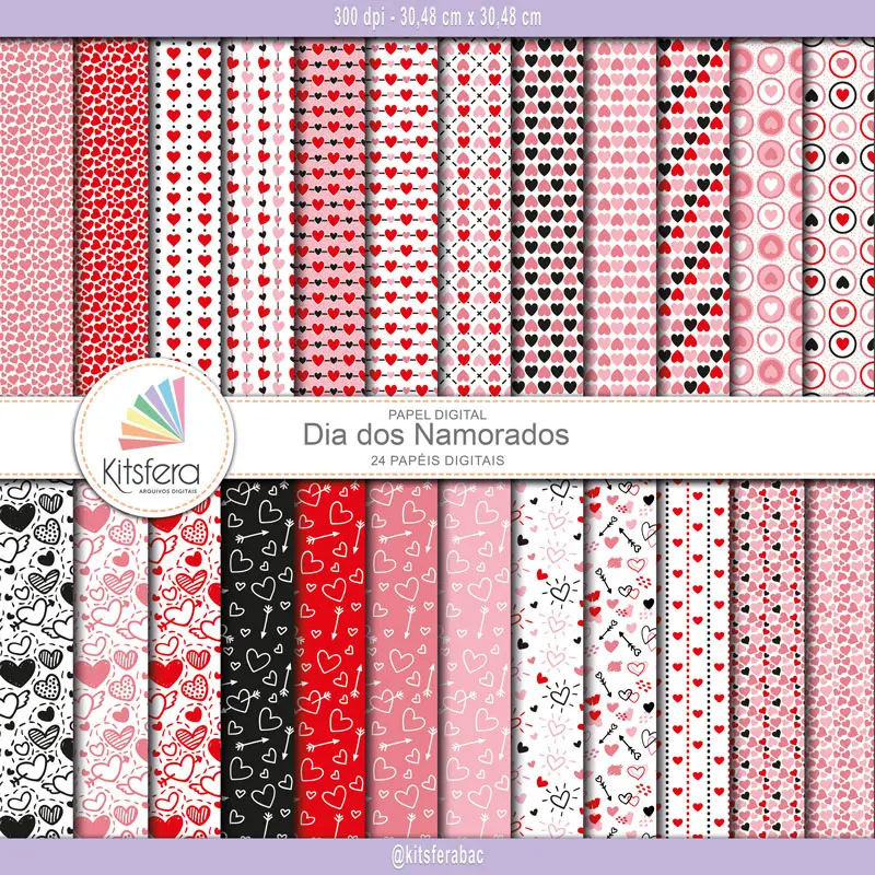 Papel Digital Dia dos Namorados - Corações