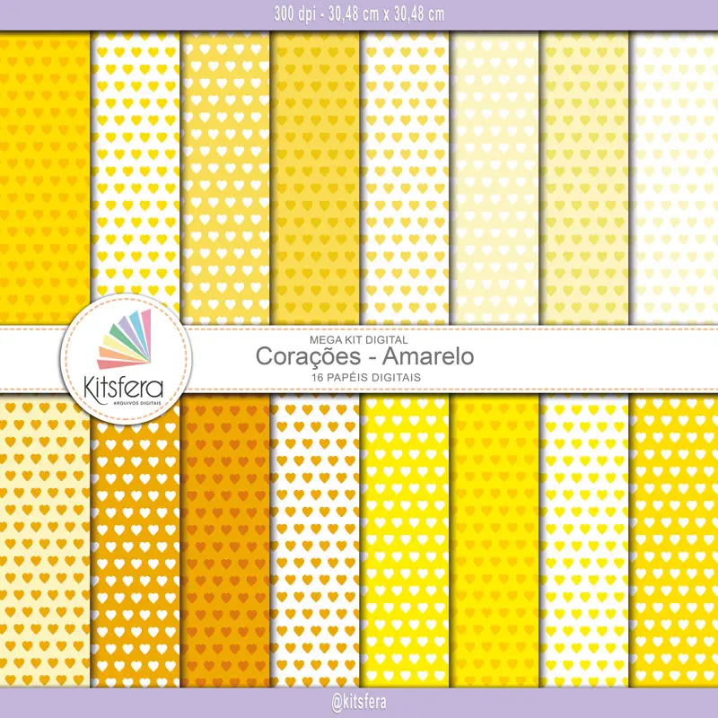Combo kit de papéis digitais de Corações