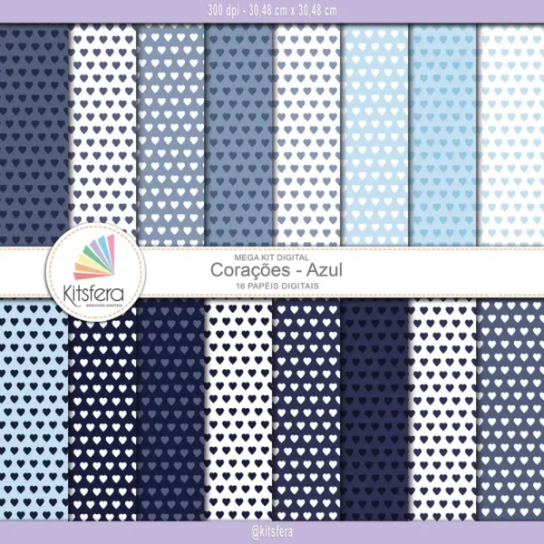 Combo kit de papéis digitais de Corações