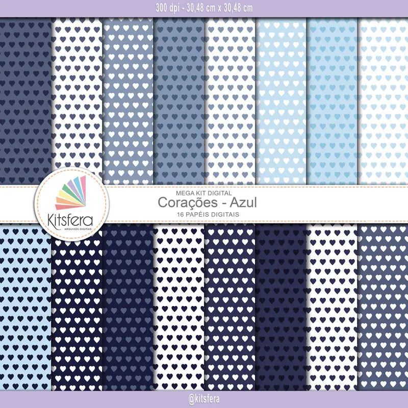 Combo kit de papéis digitais de Corações