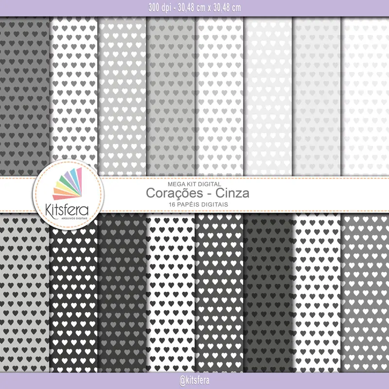 Combo kit de papéis digitais de Corações