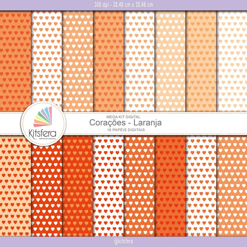 Combo kit de papéis digitais de Corações
