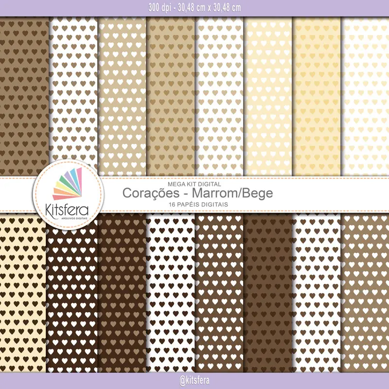 Combo kit de papéis digitais de Corações