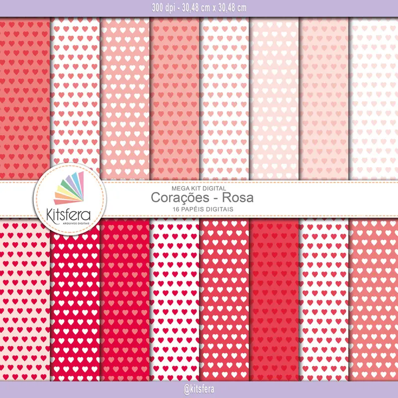Combo kit de papéis digitais de Corações
