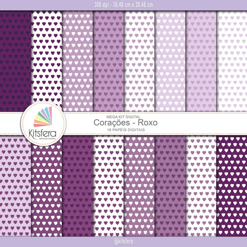 Combo kit de papéis digitais de Corações