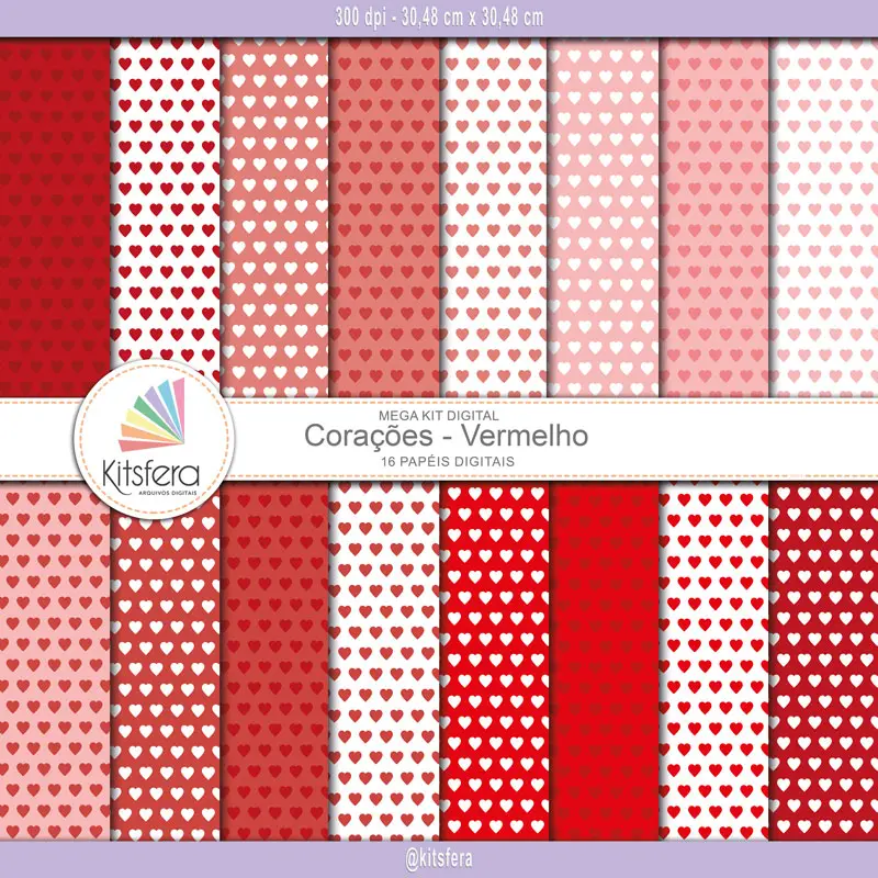 Combo kit de papéis digitais de Corações