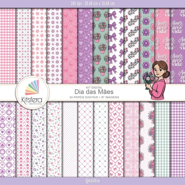 Papel Digital Dia das Mães Floral Delicado