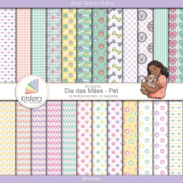 Papel Digital Dia das Mães Pet (Cachorros e Gatinhos)