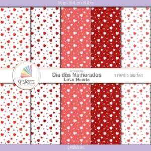 Papel digital Dia dos Namorados - Love Hearts