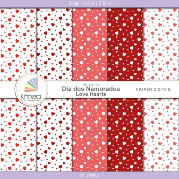 Papel digital Dia dos Namorados - Love Hearts